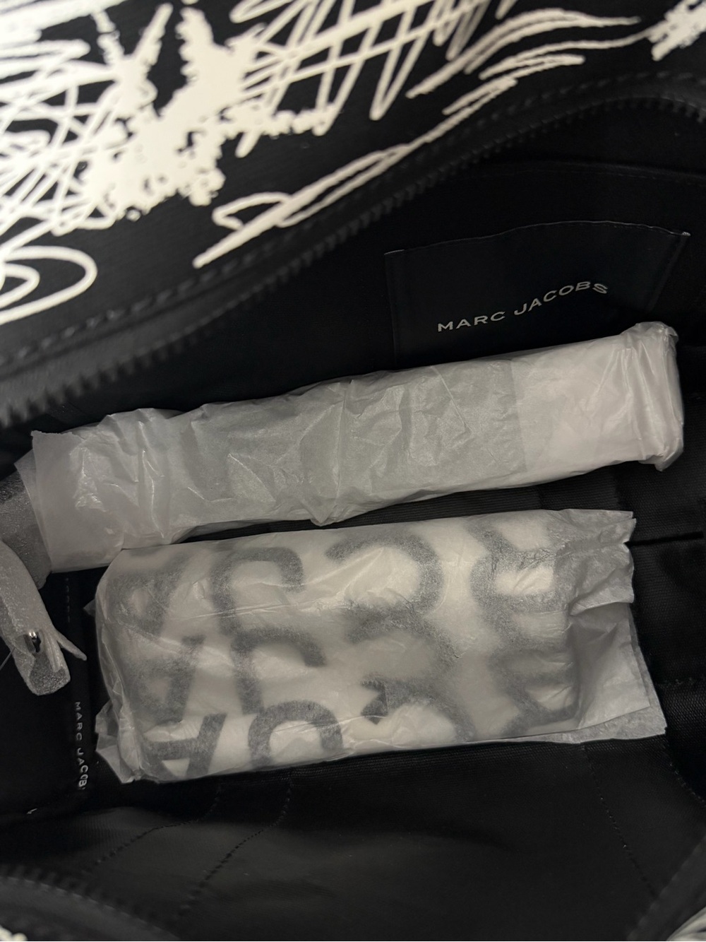 Marc Jacobs Black & White Graffiti Canvas Tote - Picture 2 of 8